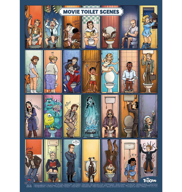 Movie Toilet Scenes - Poster 30 x 40 cm - Les scènes cultes du cinéma aux toilettes !