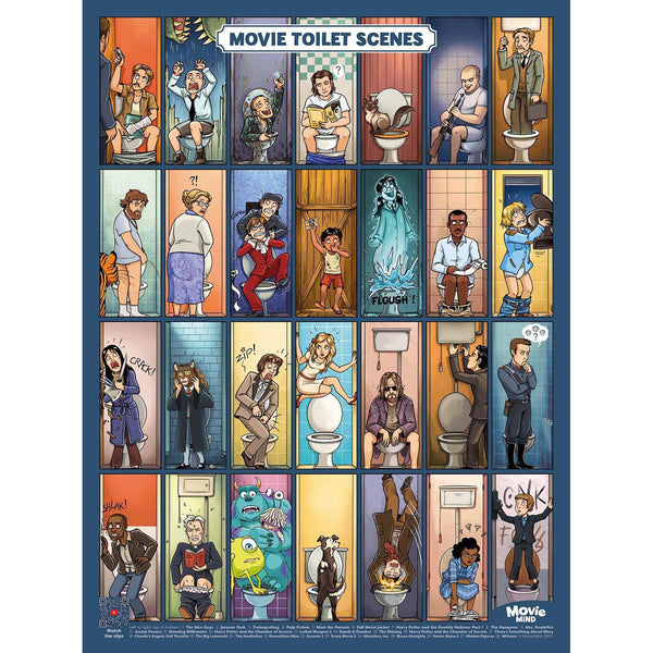 Movie Toilet Scenes - Poster 12 x 16 in - Guess the film: WC Edition | Bathroom Wall Art for Film Lovers